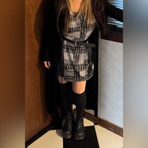 Black and White Houndstooth Dress (Belt not included)